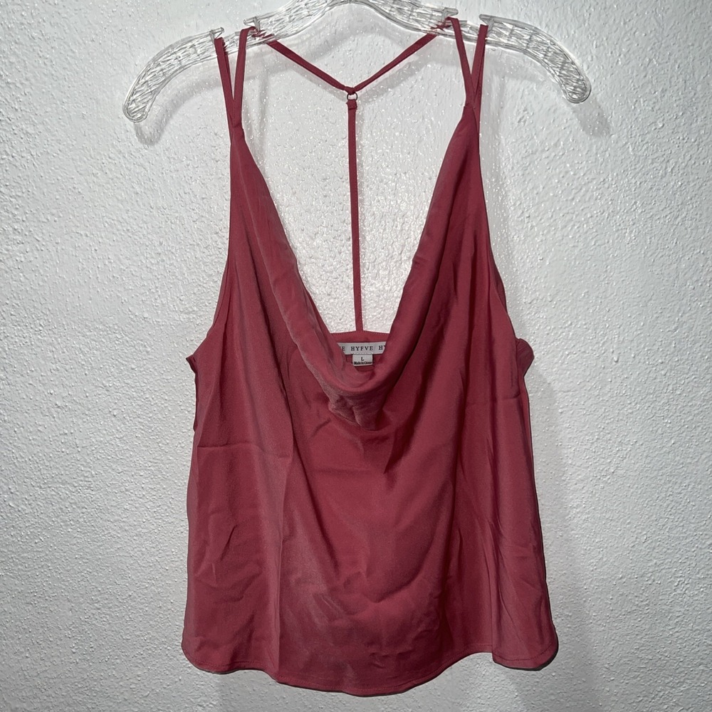Satin Cami Y2K  Tank Top Cowl‎ Neck Pink Adjustable 3 Spaghetti Strap